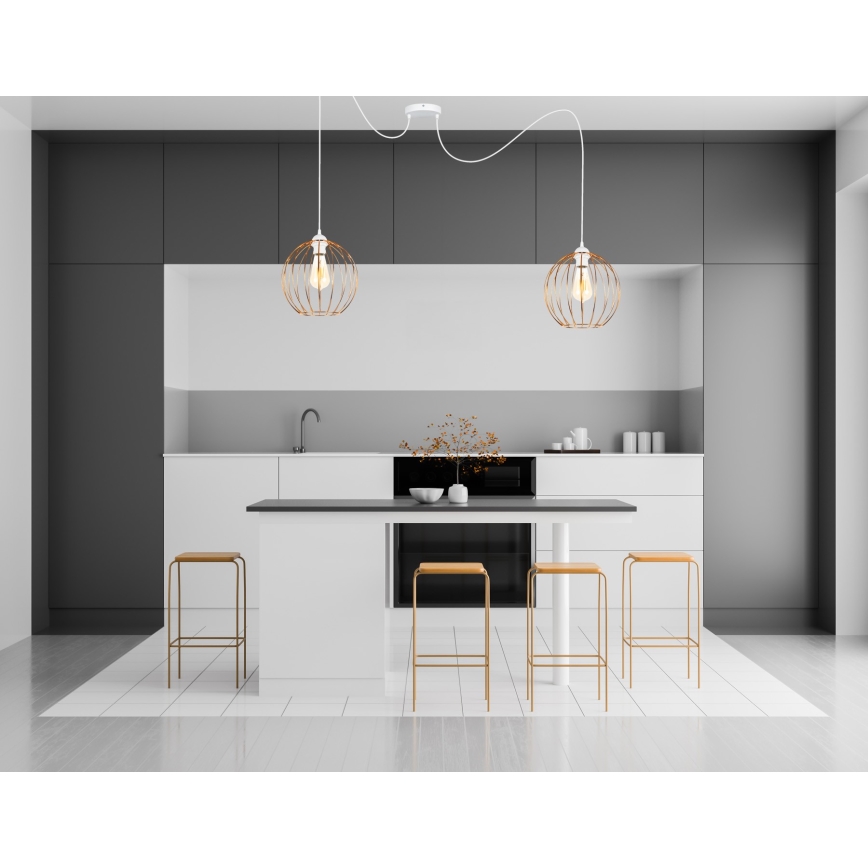 Κρεμαστό φωτιστικό οροφής MATT 2xE27/60W/230V spider λευκό/χαλκός