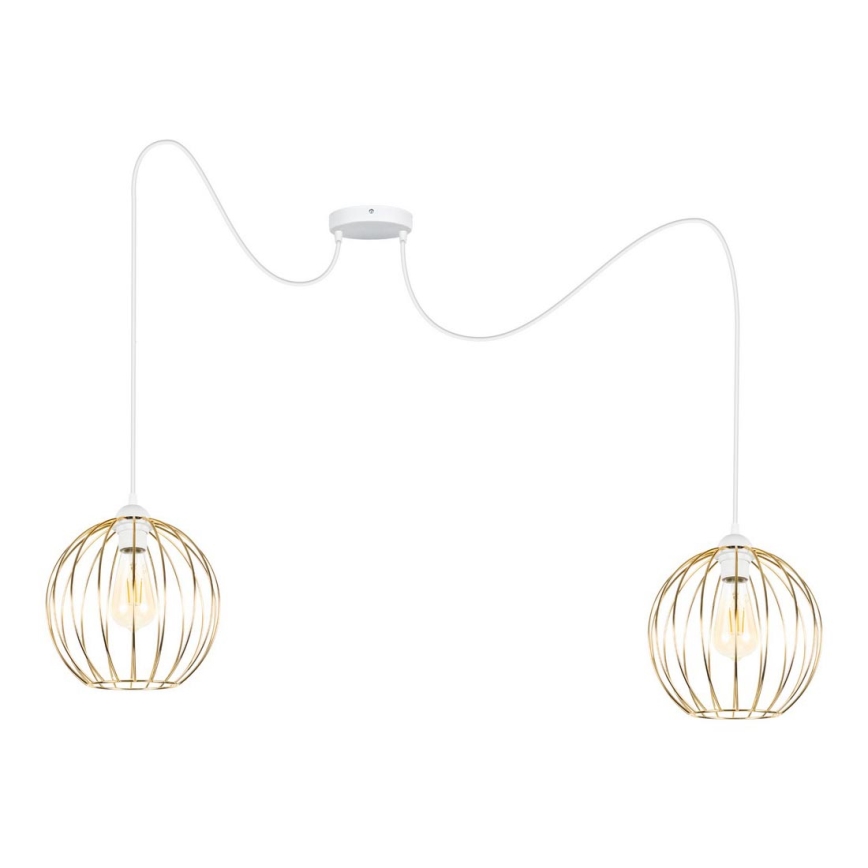 Κρεμαστό φωτιστικό οροφής MATT 2xE27/60W/230V spider λευκό/χρυσό