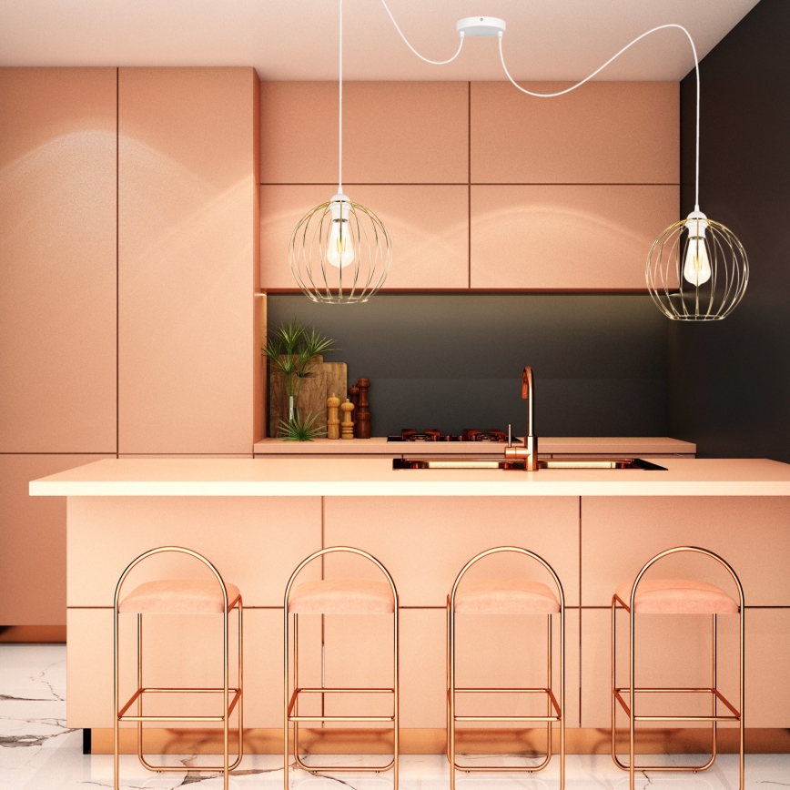 Κρεμαστό φωτιστικό οροφής MATT 2xE27/60W/230V spider λευκό/χρυσό