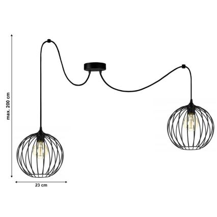 Κρεμαστό φωτιστικό οροφής MATT 2xE27/60W/230V spider