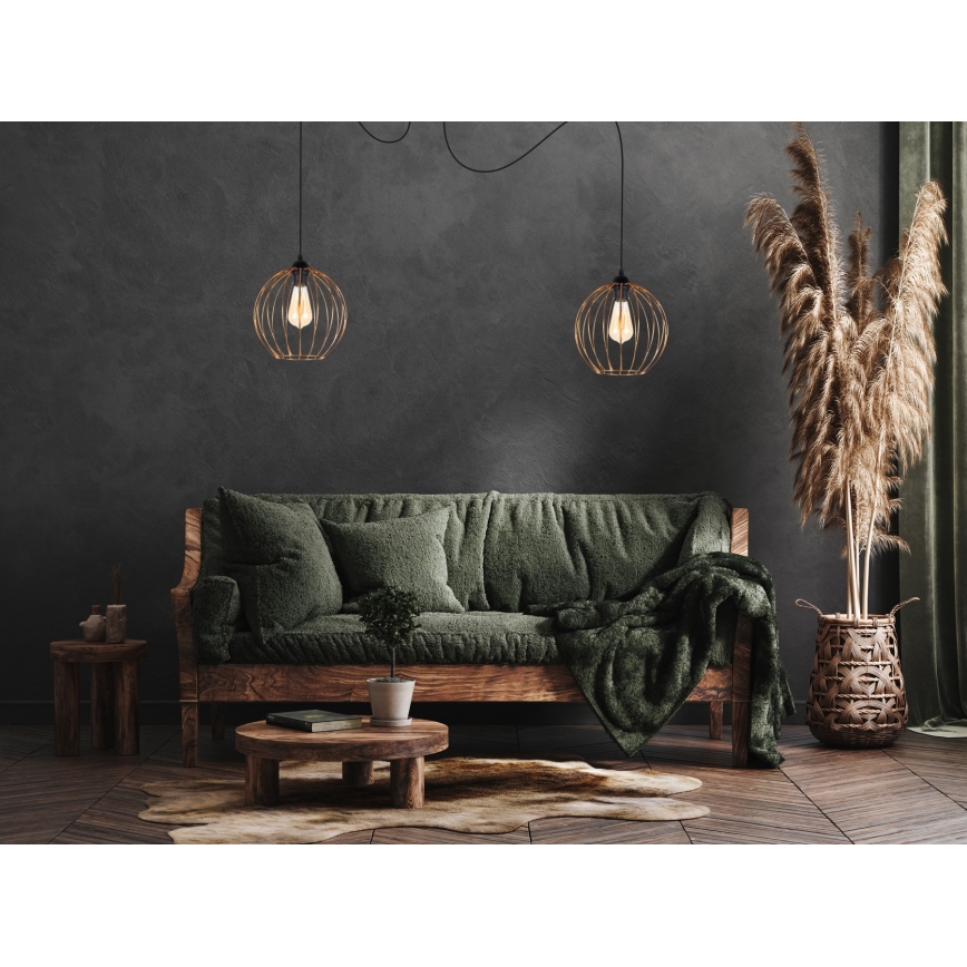 Κρεμαστό φωτιστικό οροφής MATT 2xE27/60W/230V spider μαύρο/χαλκός