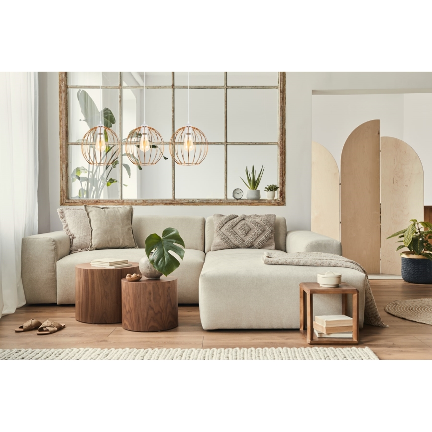 Κρεμαστό φωτιστικό οροφής MATT 3xE27/60W/230V λευκό/χαλκός