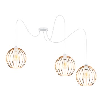 Κρεμαστό φωτιστικό οροφής MATT 3xE27/60W/230V spider λευκό/χαλκός