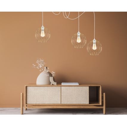 Κρεμαστό φωτιστικό οροφής MATT 3xE27/60W/230V spider λευκό/χρυσό