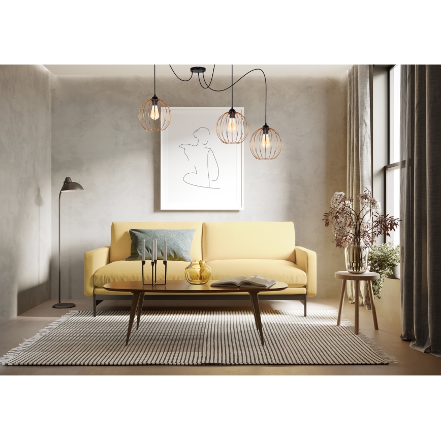 Κρεμαστό φωτιστικό οροφής MATT 3xE27/60W/230V spider μαύρο/χαλκός