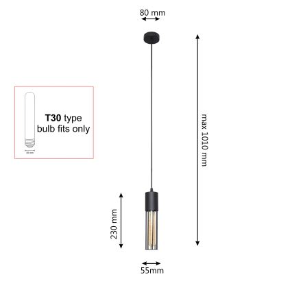 Κρεμαστό φωτιστικό οροφής MELODY 1xE27/15W/230V μαύρο