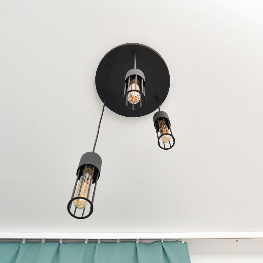 Κρεμαστό φωτιστικό οροφής MELODY 3xE27/15W/230V μαύρο