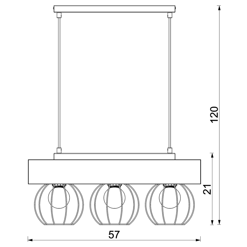 Κρεμαστό φωτιστικό οροφής MENTON 3xE27/15W/230V μαύρο/καφέ/δρυς