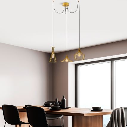 Κρεμαστό φωτιστικό οροφής MEZOPOTAMYA 3xE27/40W/230V spider χρυσό