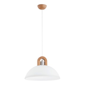 Κρεμαστό φωτιστικό οροφής MIGOT 1xE27/15W/230V μπεζ/γυαλιστερό χρώμιο