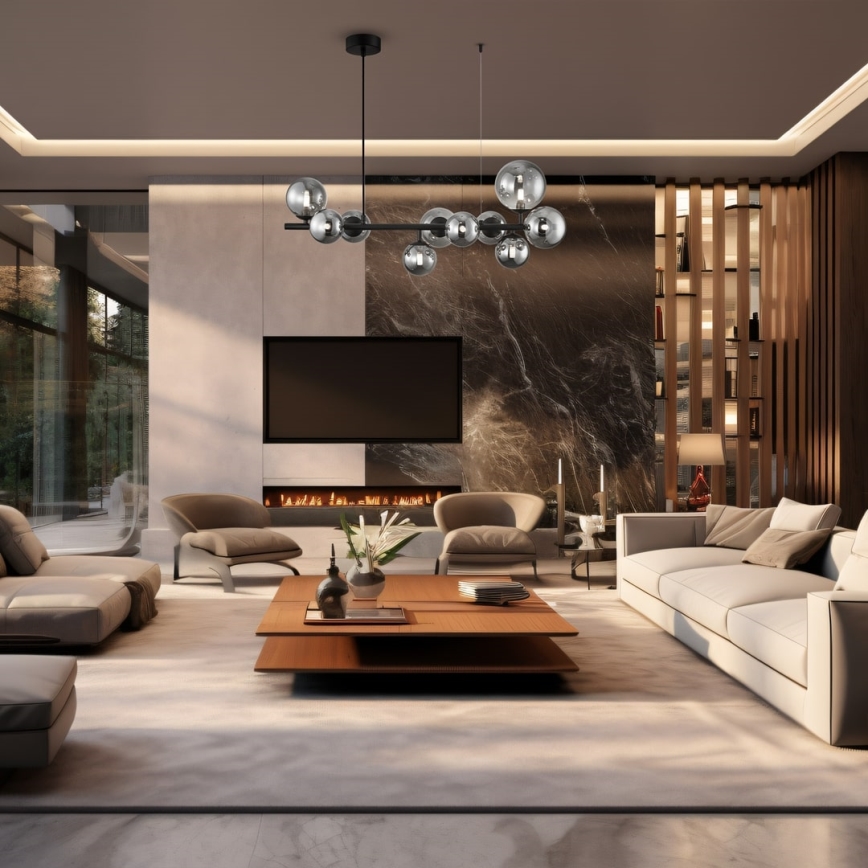 Κρεμαστό φωτιστικό οροφής MILA 10xG9/9W/230V μαύρο/γκρι