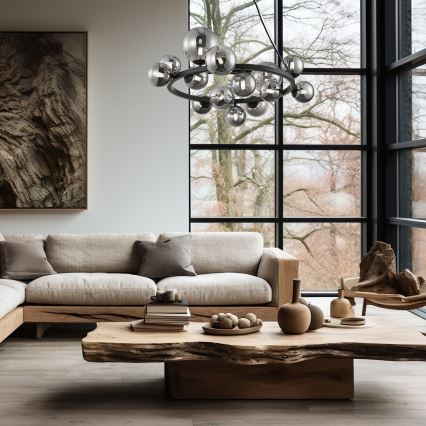 Κρεμαστό φωτιστικό οροφής MILA 14xG9/9W/230V μαύρο/γκρι