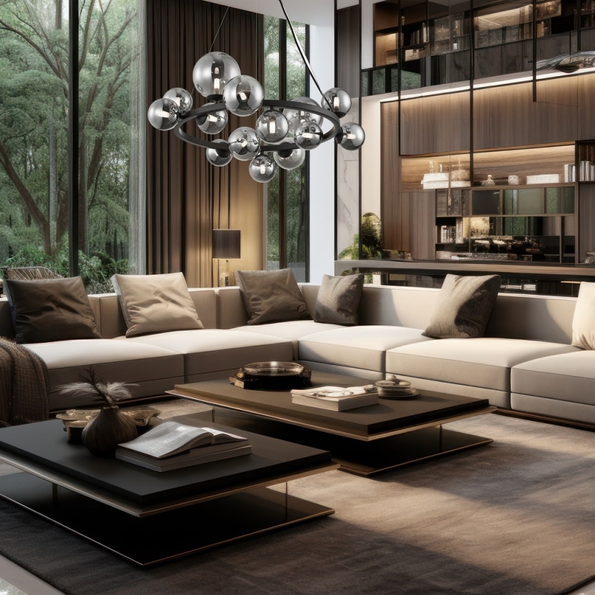 Κρεμαστό φωτιστικό οροφής MILA 14xG9/9W/230V μαύρο/γκρι