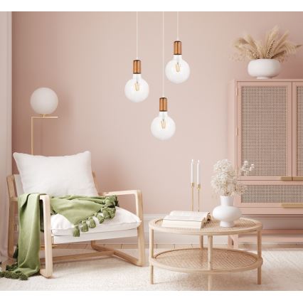 Κρεμαστό φωτιστικό οροφής MIROS 3xE27/60W/230V στρογγυλό λευκό/χαλκός