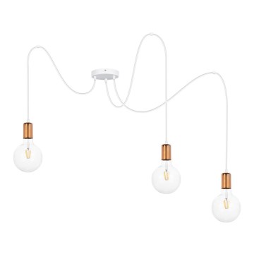 Κρεμαστό φωτιστικό οροφής MIROS 3xE27/60W/230V spider λευκό/χαλκός