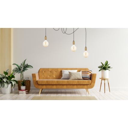 Κρεμαστό φωτιστικό οροφής MIROS 3xE27/60W/230V spider μαύρο/χρυσό