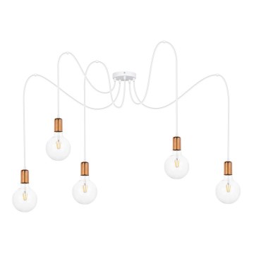 Κρεμαστό φωτιστικό οροφής MIROS 5xE27/60W/230V spider λευκό/χαλκός