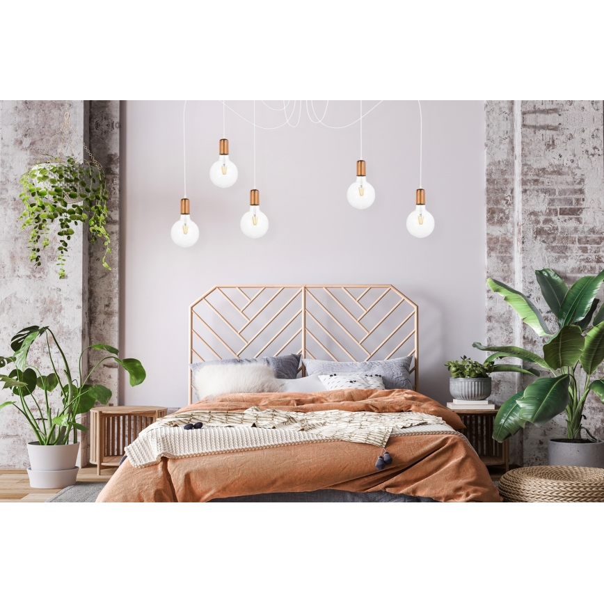 Κρεμαστό φωτιστικό οροφής MIROS 5xE27/60W/230V spider λευκό/χαλκός