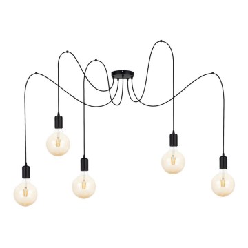 Κρεμαστό φωτιστικό οροφής MIROS 5xE27/60W/230V spider μαύρο