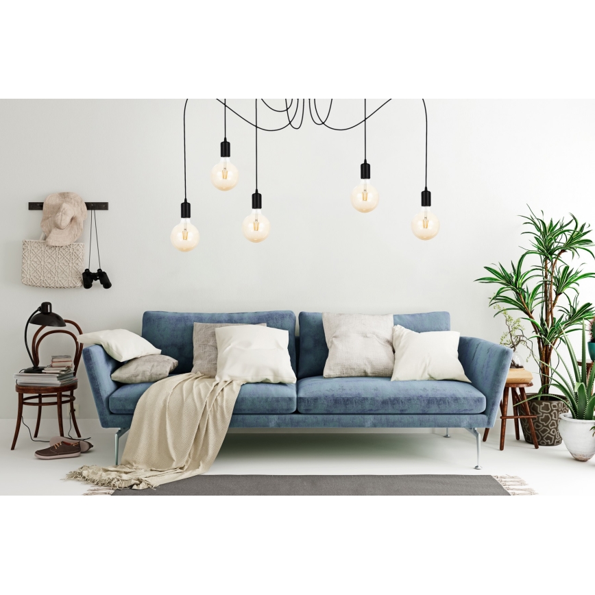 Κρεμαστό φωτιστικό οροφής MIROS 5xE27/60W/230V spider μαύρο