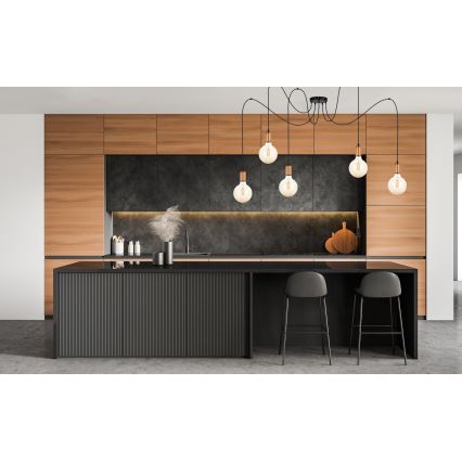 Κρεμαστό φωτιστικό οροφής MIROS 5xE27/60W/230V spider μαύρο/χαλκός