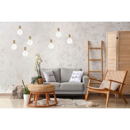 Κρεμαστό φωτιστικό οροφής MIROS 7xE27/60W/230V spider λευκό/χρυσό