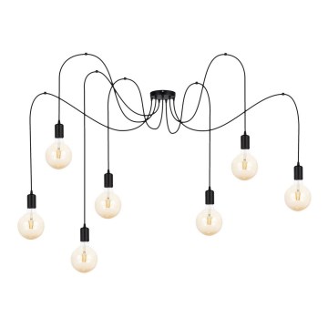 Κρεμαστό φωτιστικό οροφής MIROS 7xE27/60W/230V spider μαύρο