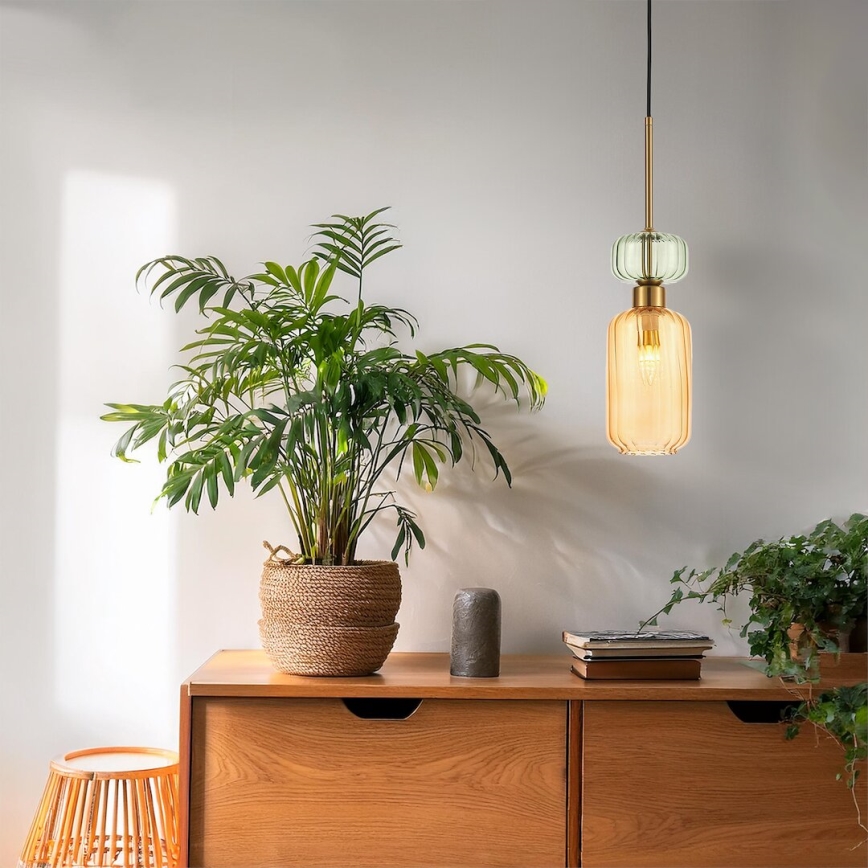 Κρεμαστό φωτιστικό οροφής MOLLY 1xE14/40W/230V διάμετρος 12 cm χρυσό/πορτοκαλί/πράσινο