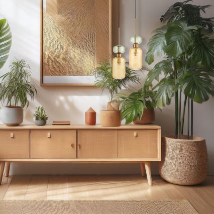 Κρεμαστό φωτιστικό οροφής MOLLY 1xE14/40W/230V διάμετρος 12 cm χρυσό/πορτοκαλί/πράσινο