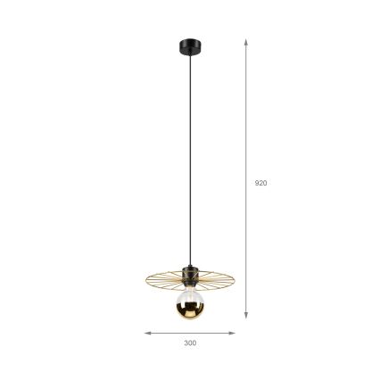 Κρεμαστό φωτιστικό οροφής MONTANA 1xE27/15W/230V διάμετρος 30 cm χρυσό/μαύρο