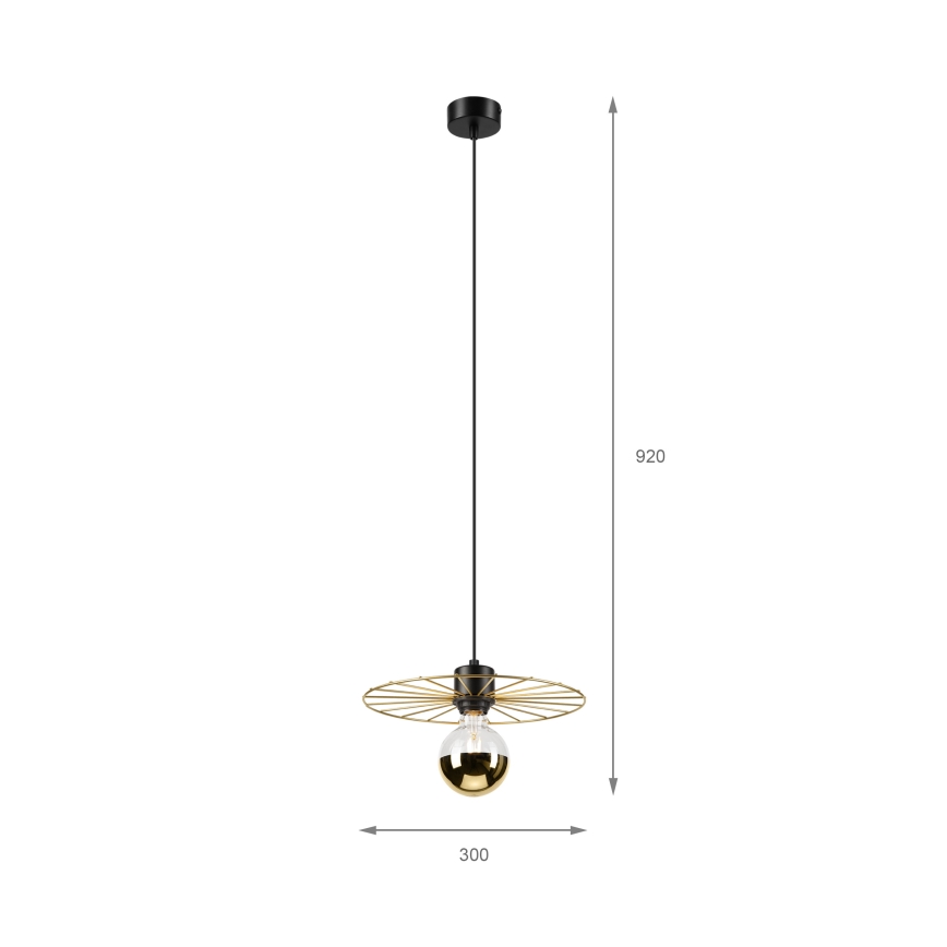 Κρεμαστό φωτιστικό οροφής MONTANA 1xE27/15W/230V διάμετρος 30 cm χρυσό/μαύρο