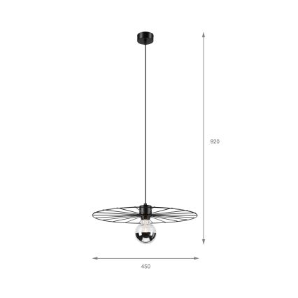 Κρεμαστό φωτιστικό οροφής MONTANA 1xE27/15W/230V διάμετρος 45 cm μαύρο