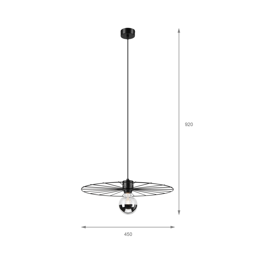 Κρεμαστό φωτιστικό οροφής MONTANA 1xE27/15W/230V διάμετρος 45 cm μαύρο