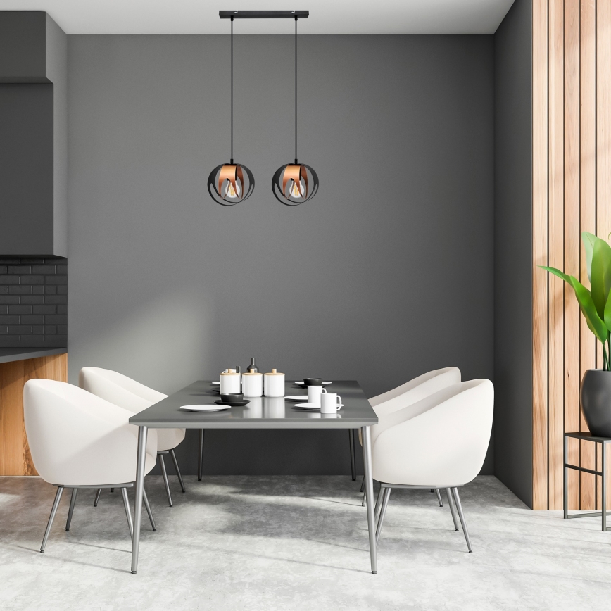 Κρεμαστό φωτιστικό οροφής MOONLIGHT 2xE27/15W/230V μαύρο/χάλκινο