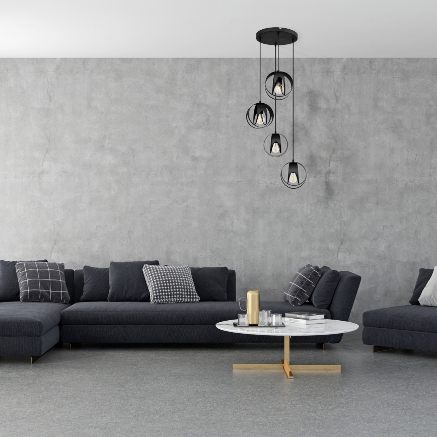 Κρεμαστό φωτιστικό οροφής MOONLIGHT 4xE27/15W/230V μαύρο