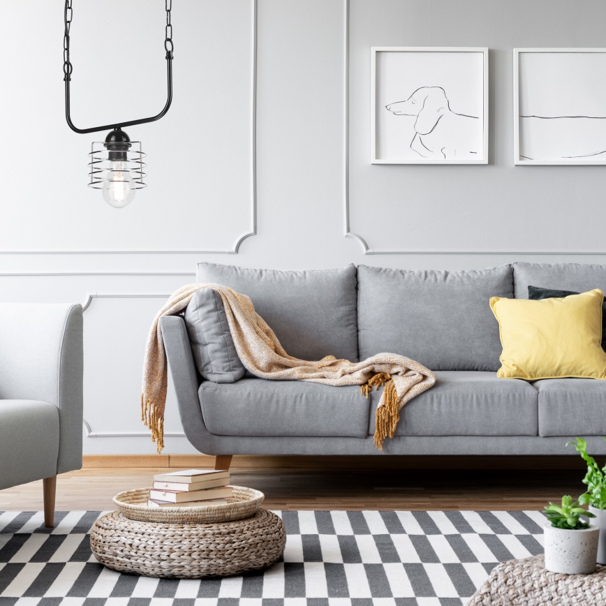 Κρεμαστό φωτιστικό οροφής MORGAN 1xE27/60W/230V μαύρο/χρώμιο