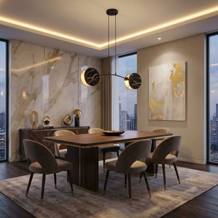 Κρεμαστό φωτιστικό οροφής MOTIF 2xE27/15W/230V μαύρο/χρυσαφί