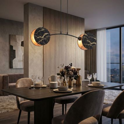 Κρεμαστό φωτιστικό οροφής MOTIF 2xE27/15W/230V μαύρο/χρυσαφί