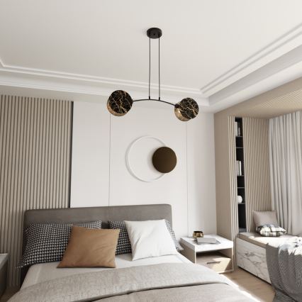 Κρεμαστό φωτιστικό οροφής MOTIF 2xE27/15W/230V μαύρο/χρυσαφί