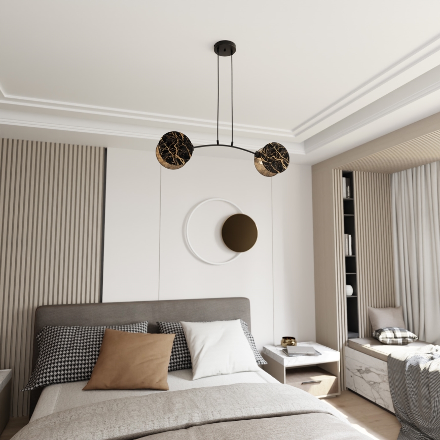 Κρεμαστό φωτιστικό οροφής MOTIF 2xE27/15W/230V μαύρο/χρυσαφί