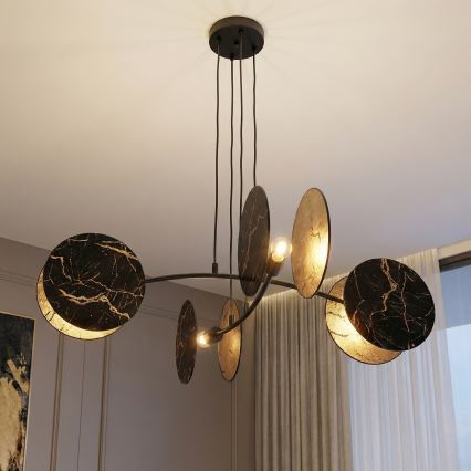 Κρεμαστό φωτιστικό οροφής MOTIF 4xE27/15W/230V μαύρο/χρυσαφί
