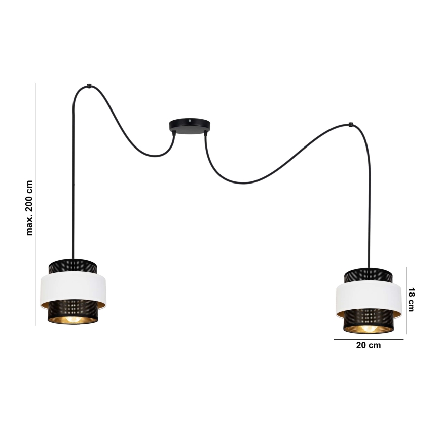 Κρεμαστό φωτιστικό οροφής NESS 2xE27/60W/230V spider μαύρο/λευκό