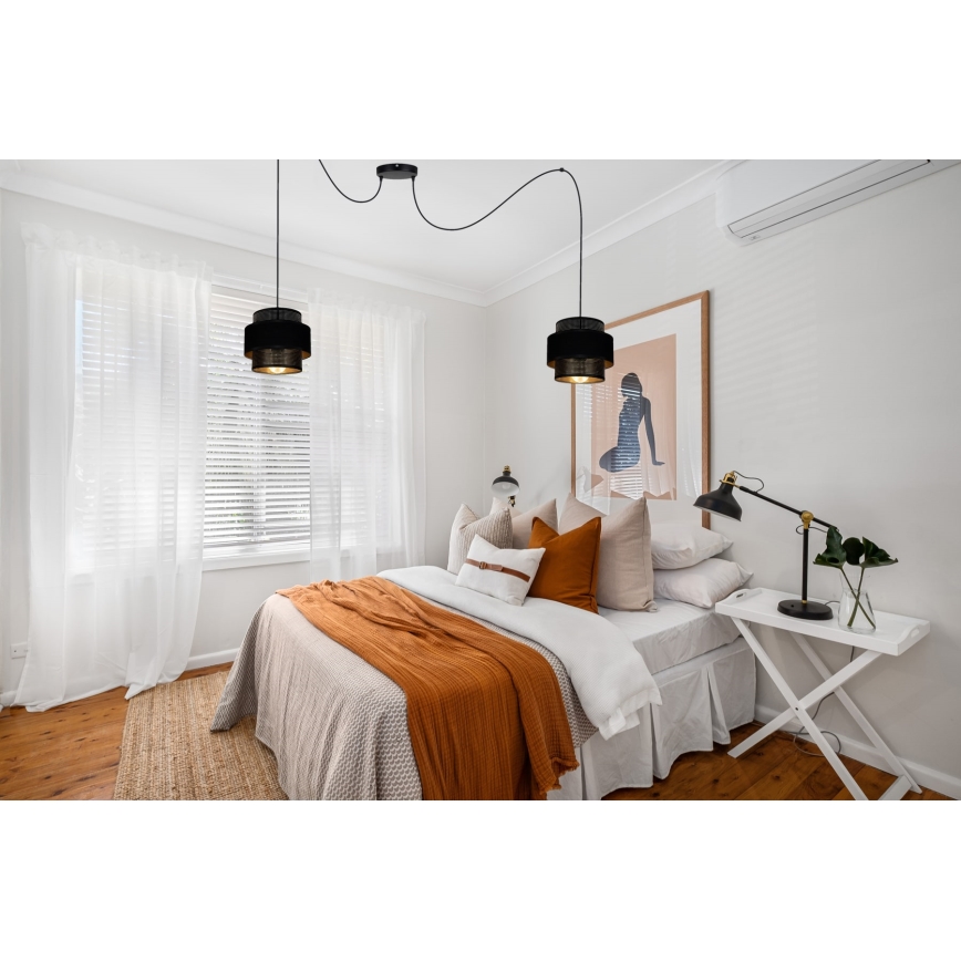 Κρεμαστό φωτιστικό οροφής NESS 2xE27/60W/230V spider μαύρο