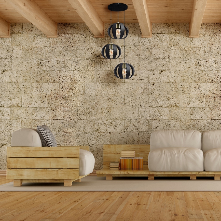 Κρεμαστό φωτιστικό οροφής NEWTON 3xE27/15W/230V μαύρο