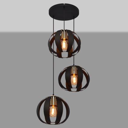 Κρεμαστό φωτιστικό οροφής NEWTON 3xE27/15W/230V μαύρο