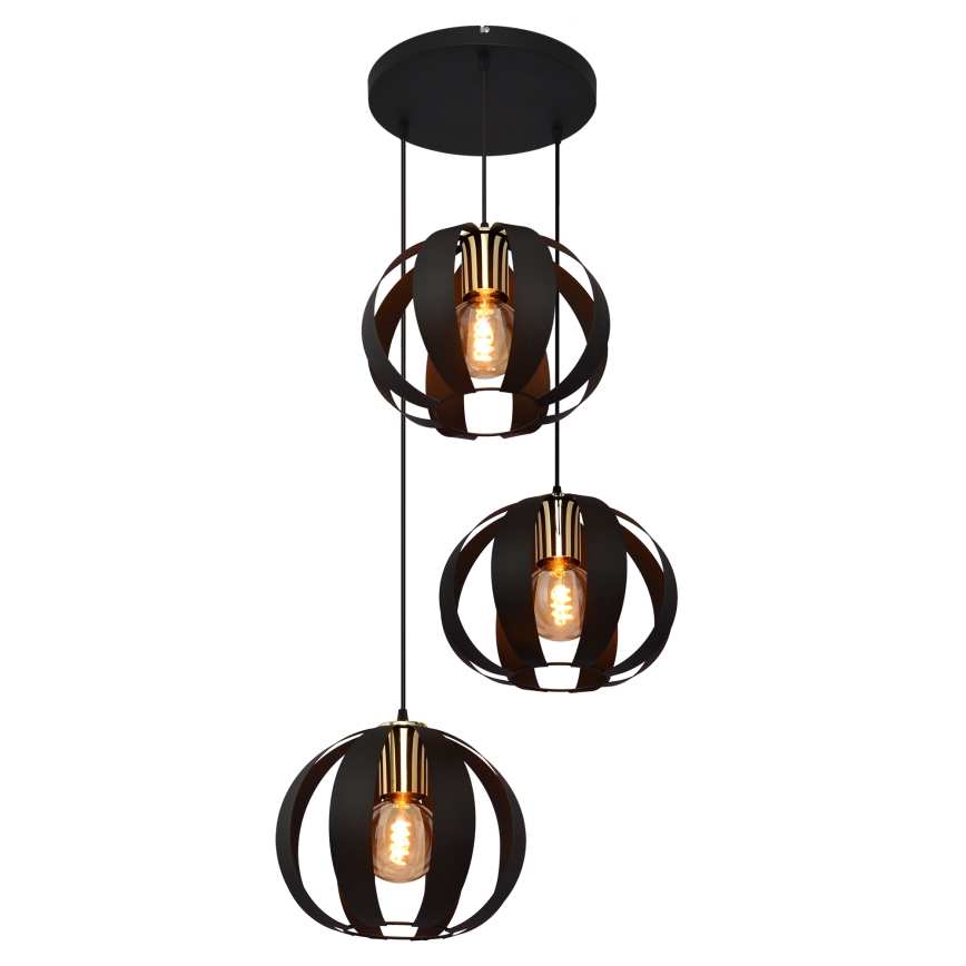 Κρεμαστό φωτιστικό οροφής NEWTON 3xE27/15W/230V μαύρο