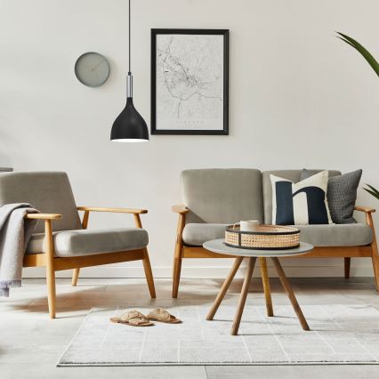 Κρεμαστό φωτιστικό οροφής NOAK 1xE27/15W/230V μαύρο/γυαλιστερό χρώμιο