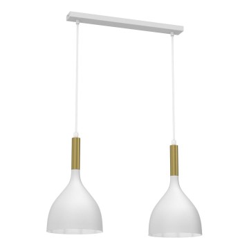 Κρεμαστό φωτιστικό οροφής NOAK 2xE27/15W/230V λευκό/χρυσό