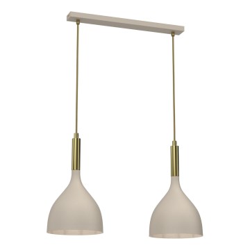 Κρεμαστό φωτιστικό οροφής NOAK 2xE27/15W/230V μπεζ/χρυσό