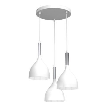Κρεμαστό φωτιστικό οροφής NOAK 3xE27/15W/230V λευκό/γυαλιστερό χρώμιο